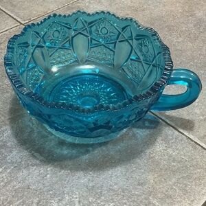 Blue Glass turquoise nappy bowl